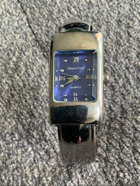 Women's Alberto Fioro Silver Bangle Watch with Blue Dial